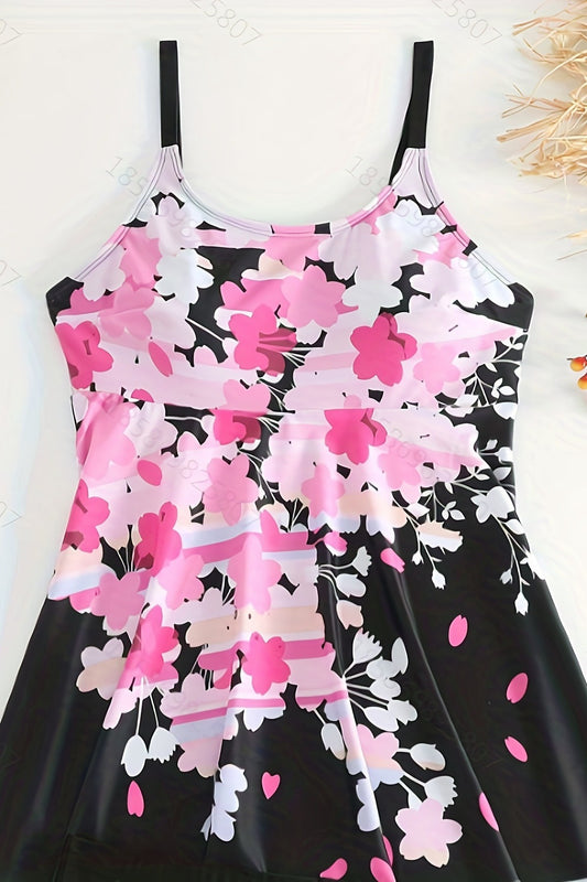 2025 New Plus Size Floral Print Tankini Set