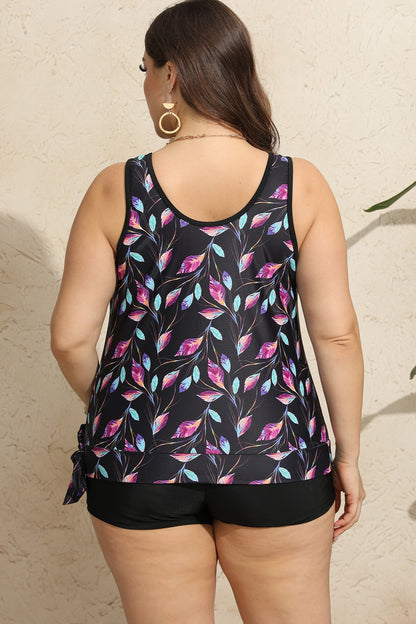 Bestselling Plus Size Leaf Print Tankini Two-Piece Swimwear, Tummy Control and Slimming